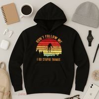 Retro Skiing Don't Follow Me I Do Stupid Things Hoodie thumb 3