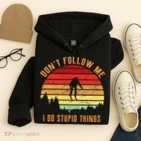 Retro Skiing Don't Follow Me I Do Stupid Things Hoodie thumb 4