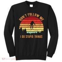 Retro Skiing Don't Follow Me I Do Stupid Things Sweatshirt thumb 0