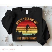 Retro Skiing Don't Follow Me I Do Stupid Things Sweatshirt thumb 2