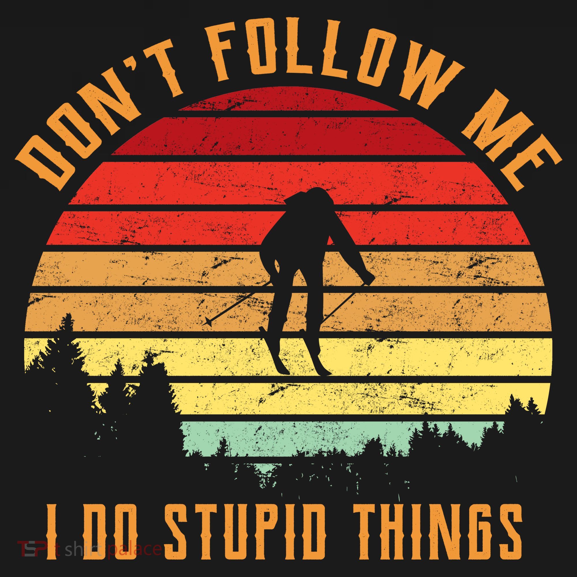 Retro Skiing Don't Follow Me I Do Stupid Things Sweatshirt