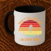 Retro Skiing Don't Follow Me I Do Stupid Things Coffee Mug thumb 2
