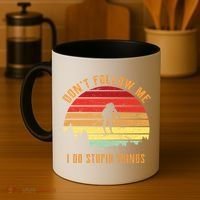 Retro Skiing Don't Follow Me I Do Stupid Things Coffee Mug thumb 4