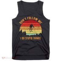 Retro Skiing Don't Follow Me I Do Stupid Things Tank Top thumb 0