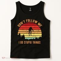 Retro Skiing Don't Follow Me I Do Stupid Things Tank Top thumb 2