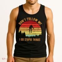 Retro Skiing Don't Follow Me I Do Stupid Things Tank Top thumb 3
