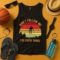 Retro Skiing Don't Follow Me I Do Stupid Things Tank Top thumb 4