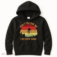 Retro Skiing Don't Follow Me I Do Stupid Things Kids Hoodie thumb 0