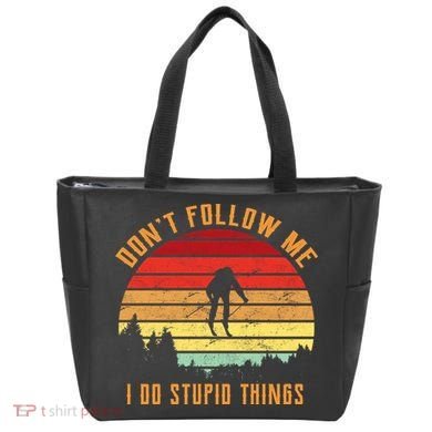 Retro Skiing Don't Follow Me I Do Stupid Things Tote Bag