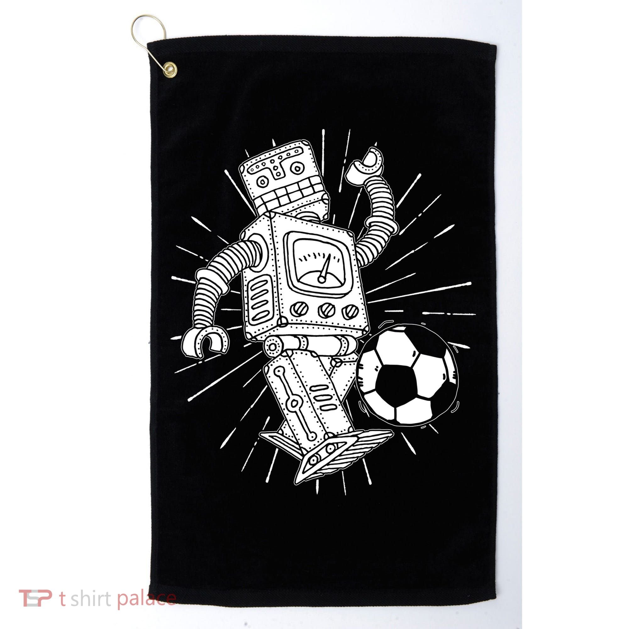 Retro Soccer Robot Golf Towel