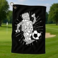 Retro Soccer Robot Golf Towel thumb 1