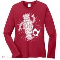 Retro Soccer Robot Women's Long Sleeve Shirt thumb 0