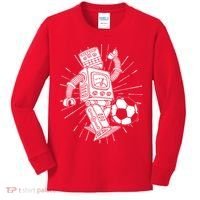 Retro Soccer Robot Kids Long Sleeve Shirt thumb 0