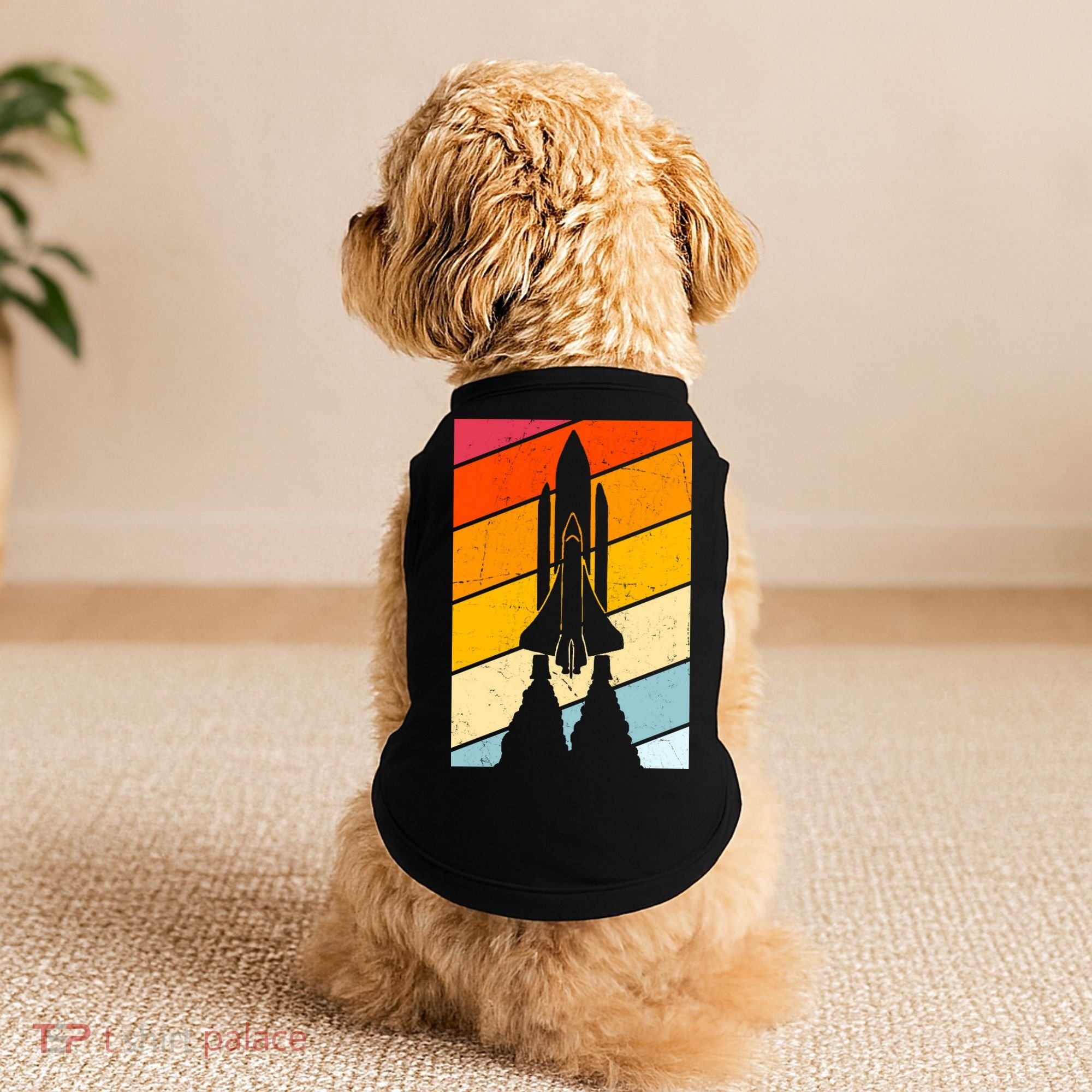 Retro Space Rocket Launch Doggie Tank