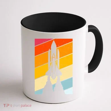 Retro Space Rocket Launch Coffee Mug back