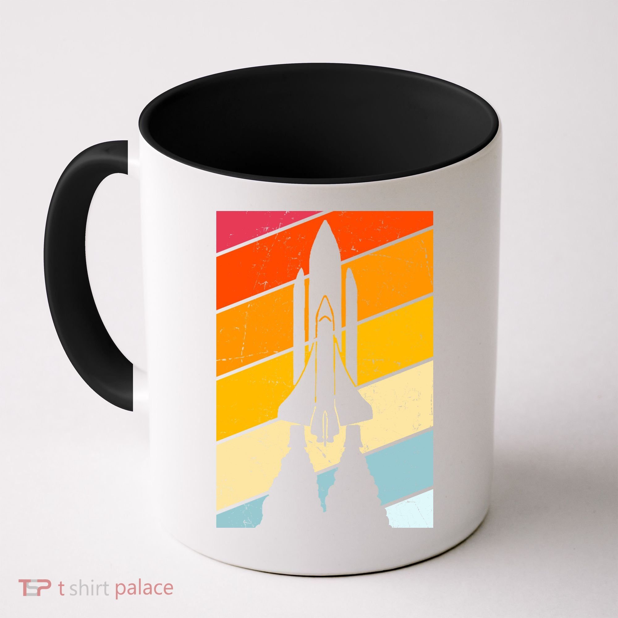 Retro Space Rocket Launch Coffee Mug