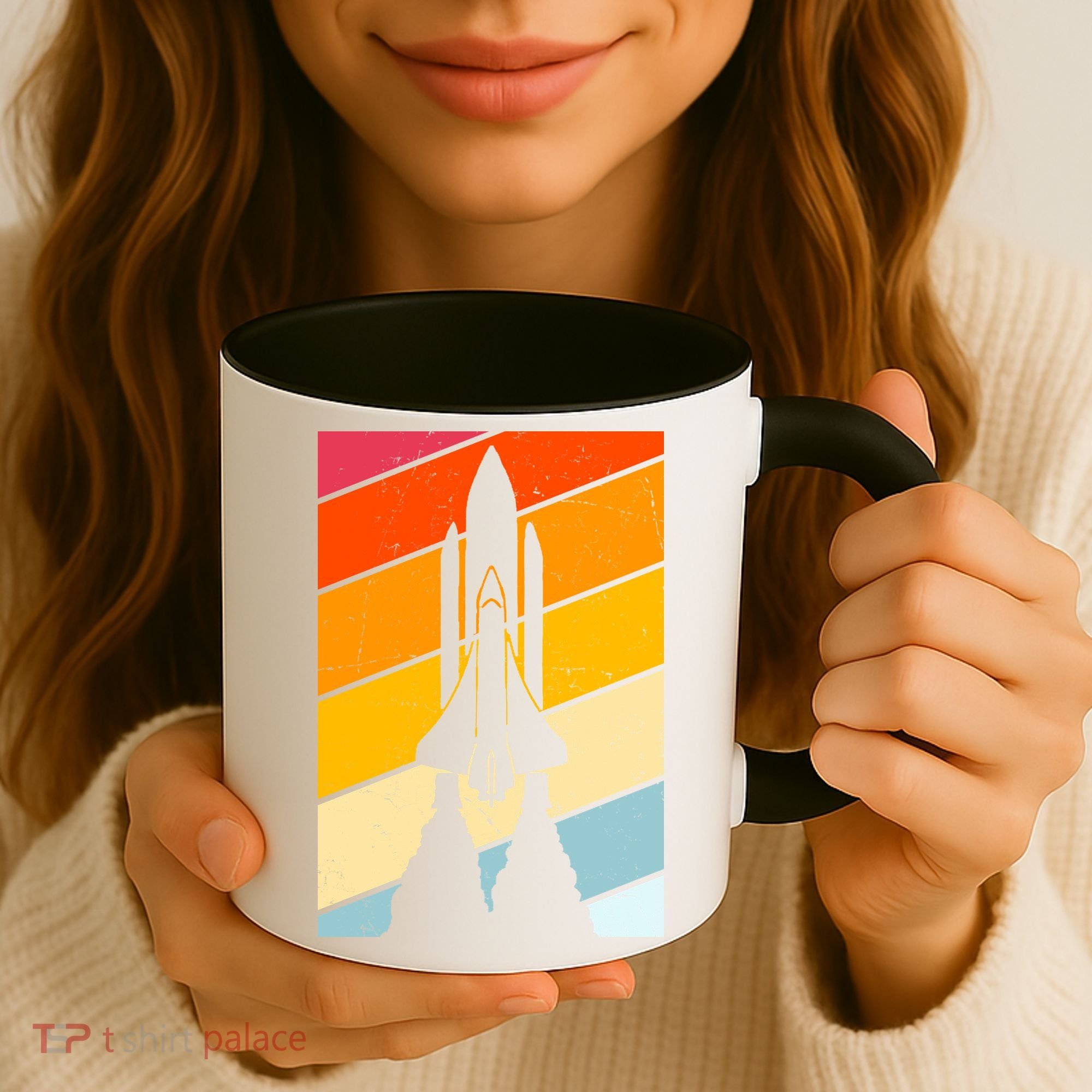 Retro Space Rocket Launch Coffee Mug