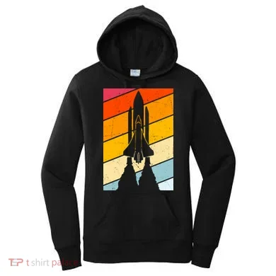 Retro Space Rocket Launch Women's Hoodie