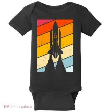 Retro Space Rocket Launch Baby Bodysuit