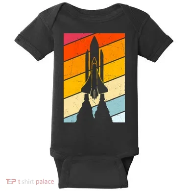 Retro Space Rocket Launch Baby Bodysuit