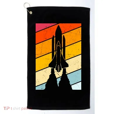 Retro Space Rocket Launch Golf Towel