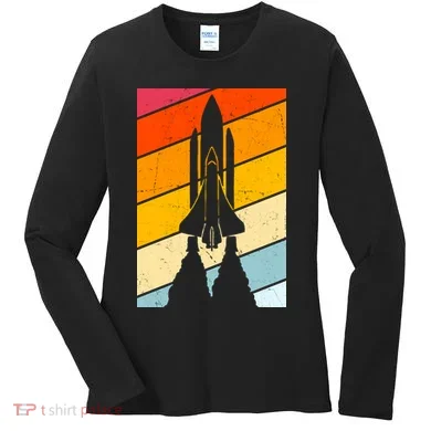 Retro Space Rocket Launch Women's Long Sleeve Shirt