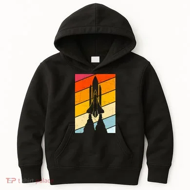 Retro Space Rocket Launch Kids Hoodie