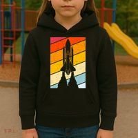 Retro Space Rocket Launch Kids Hoodie thumb 3