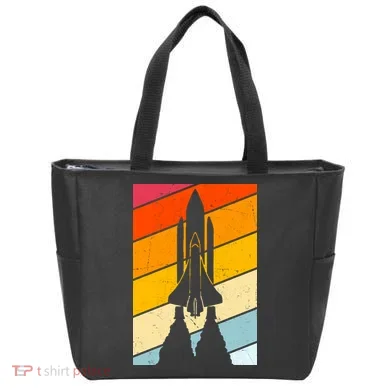Retro Space Rocket Launch Tote Bag