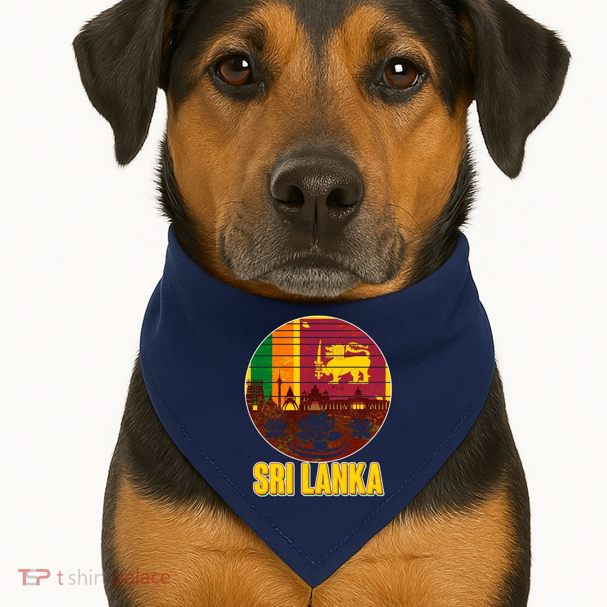 Retro Sri Lanka Emblem USA-Made Doggie Bandana