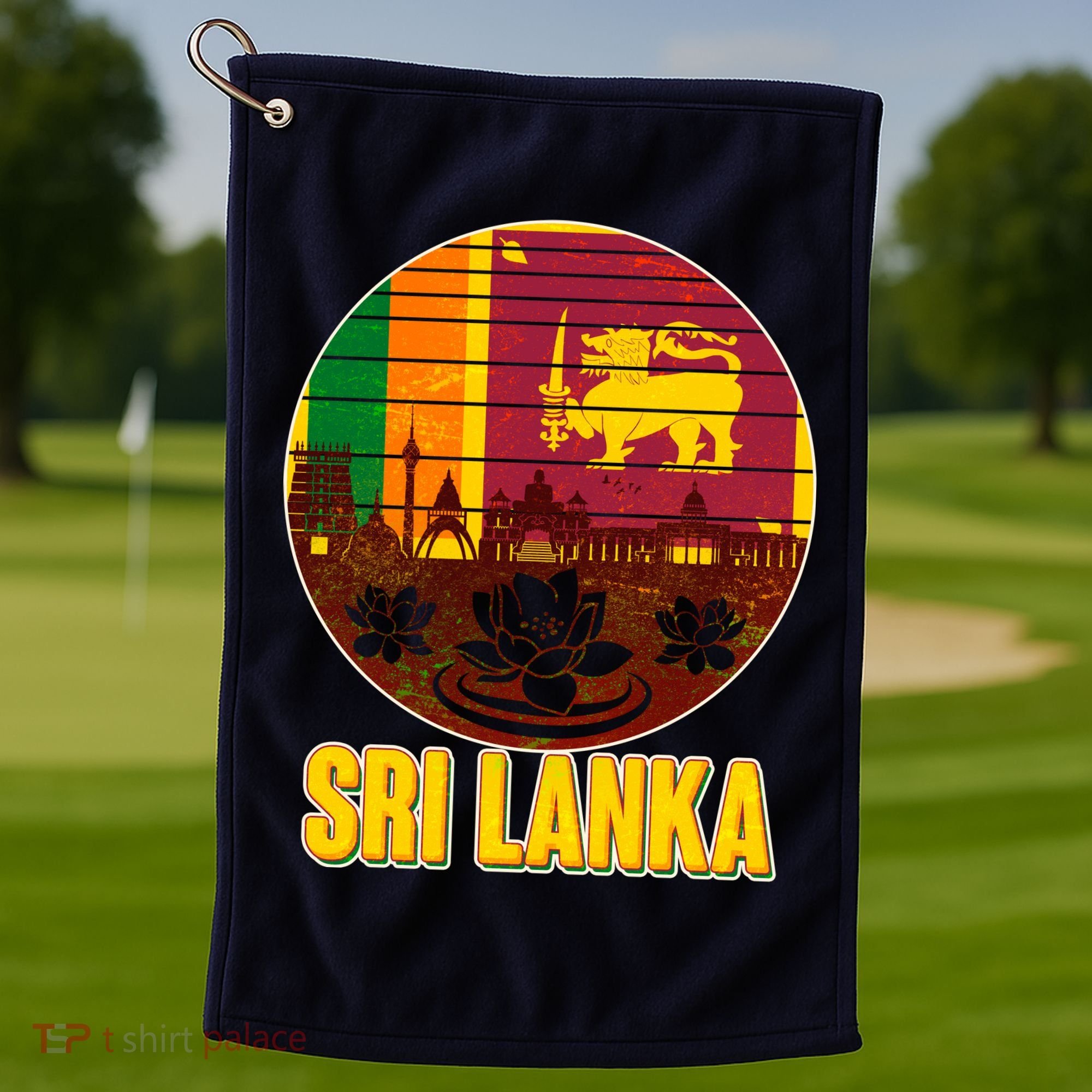 Retro Sri Lanka Emblem Golf Towel