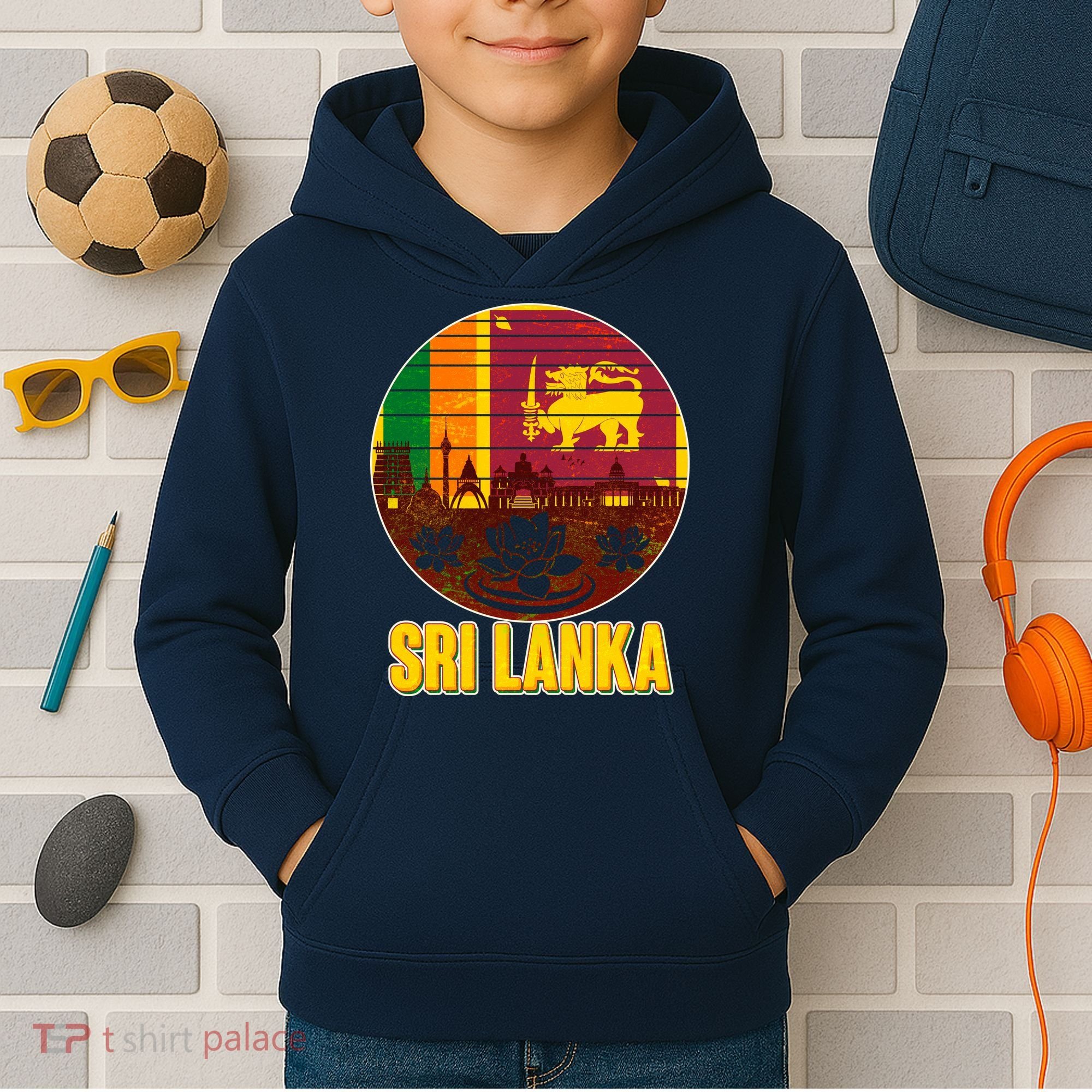 Retro Sri Lanka Emblem Kids Hoodie