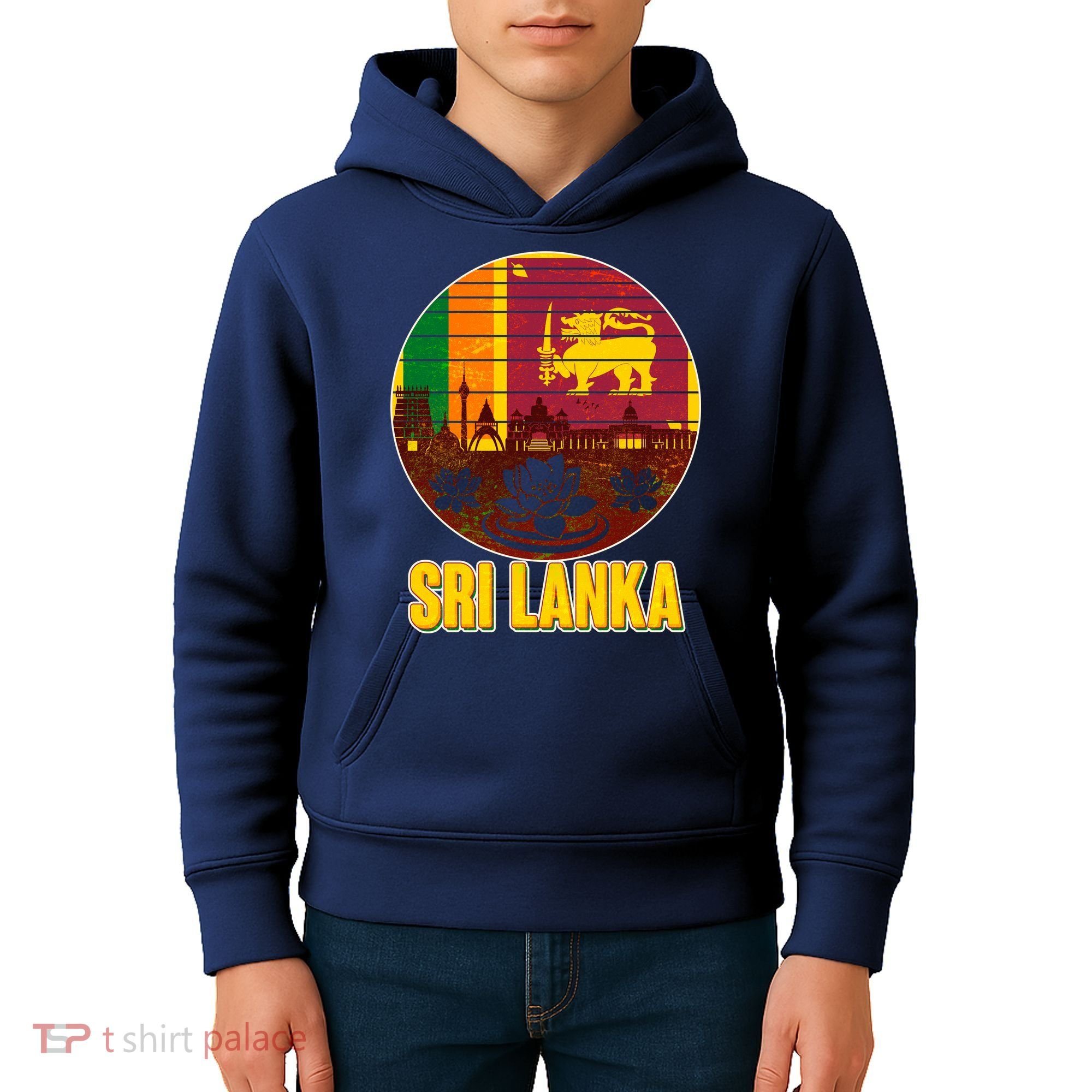 Retro Sri Lanka Emblem Kids Hoodie