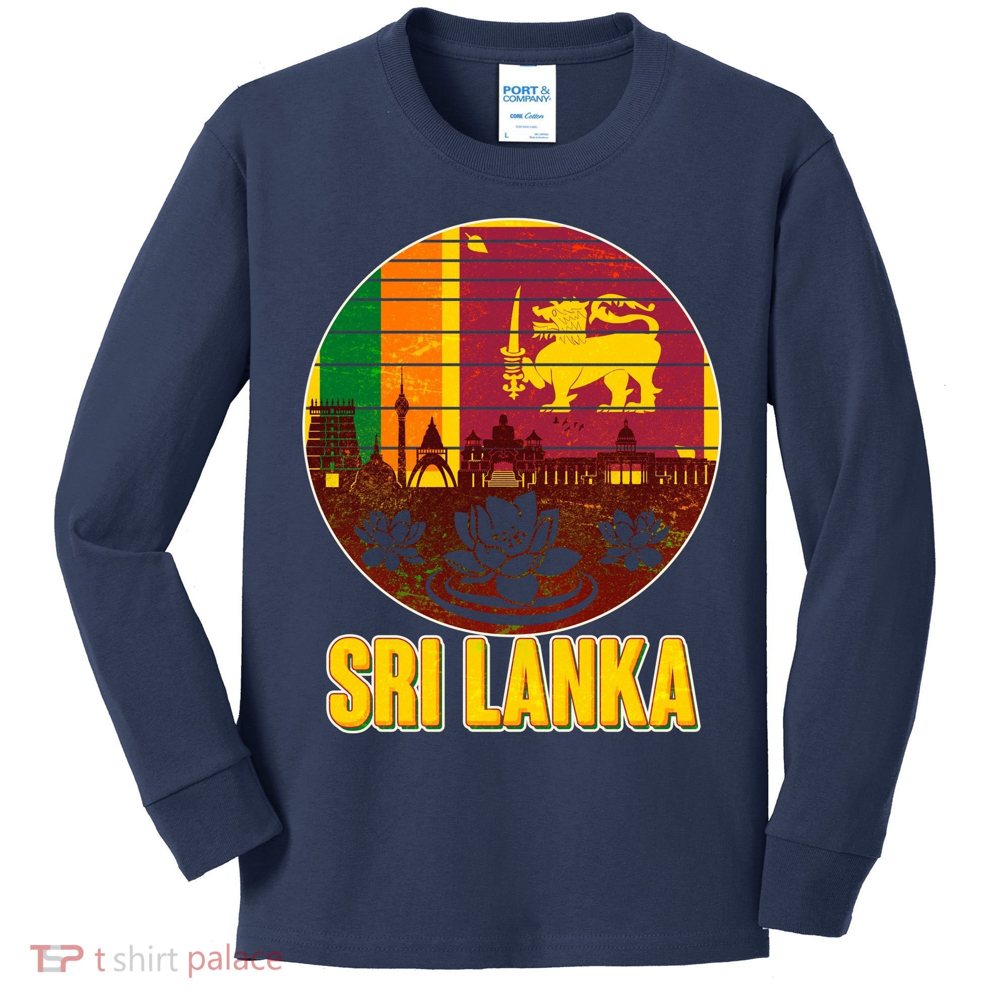 Retro Sri Lanka Emblem Kids Long Sleeve Shirt