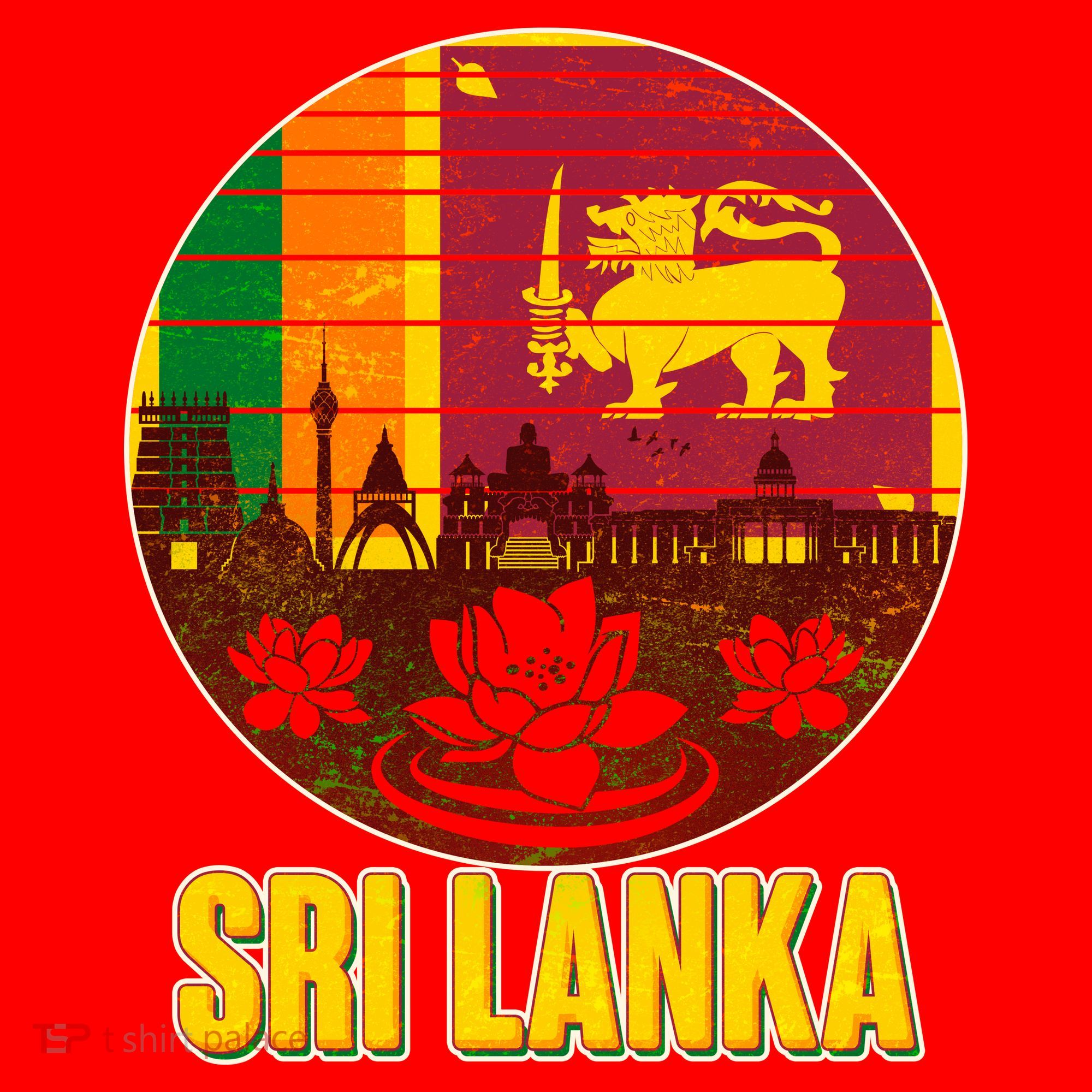 Retro Sri Lanka Emblem Santa Hat