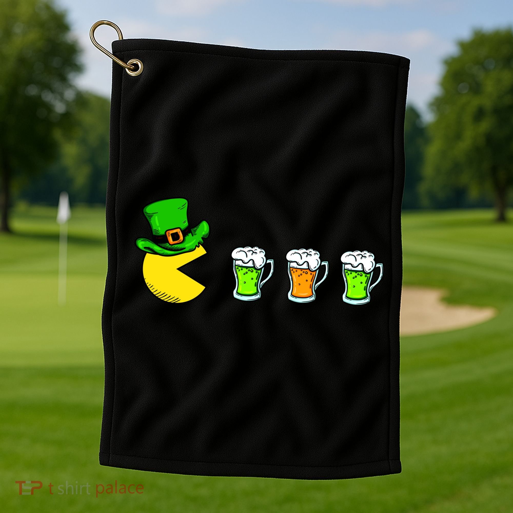 Retro St. Patrick's Day Drinking Game Golf Towel