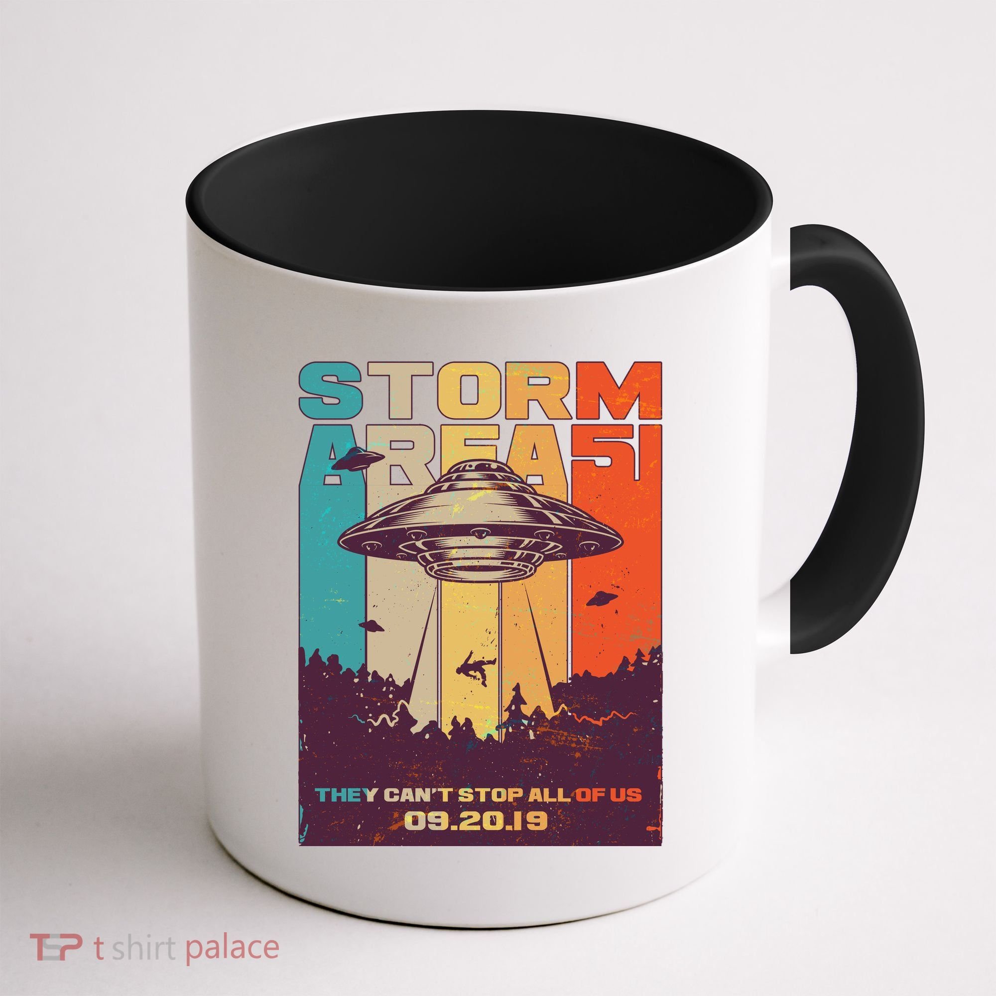 Retro Storm Area 51 UFO They Can't Stop Us All Coffee Mug