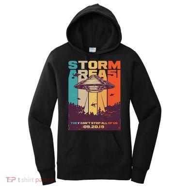 Retro Storm Area 51 UFO They Can't Stop Us All Women's Hoodie