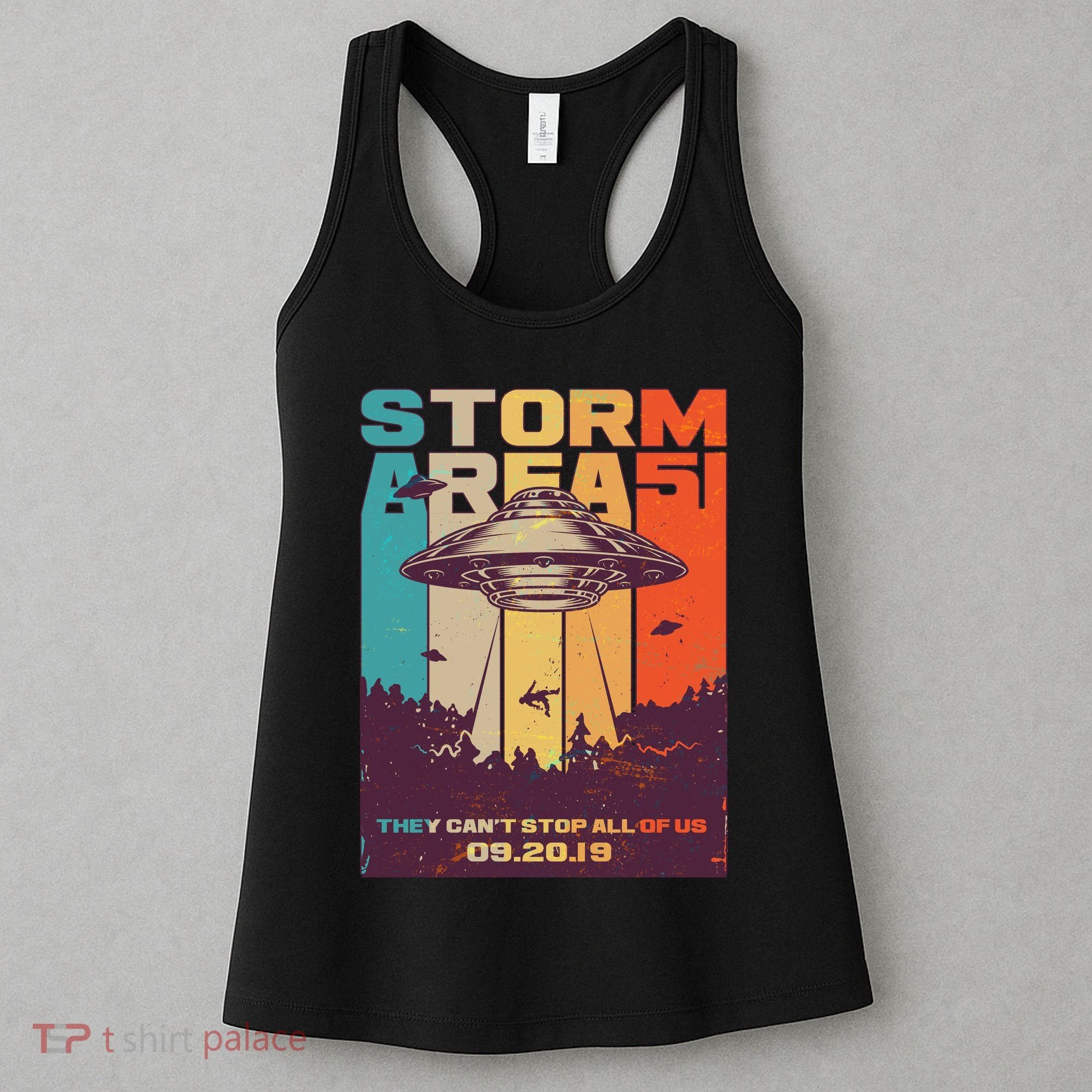 Retro Storm Area 51 UFO They Can't Stop Us All Women's Tank Top