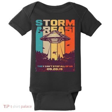 Retro Storm Area 51 UFO They Can't Stop Us All Baby Bodysuit