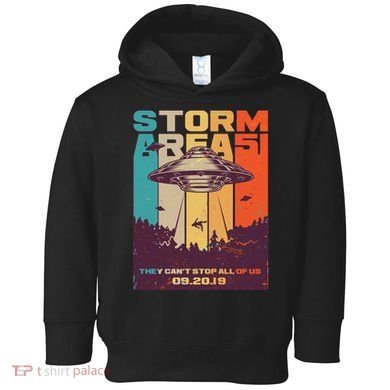 Retro Storm Area 51 UFO They Can't Stop Us All Toddler Hoodie