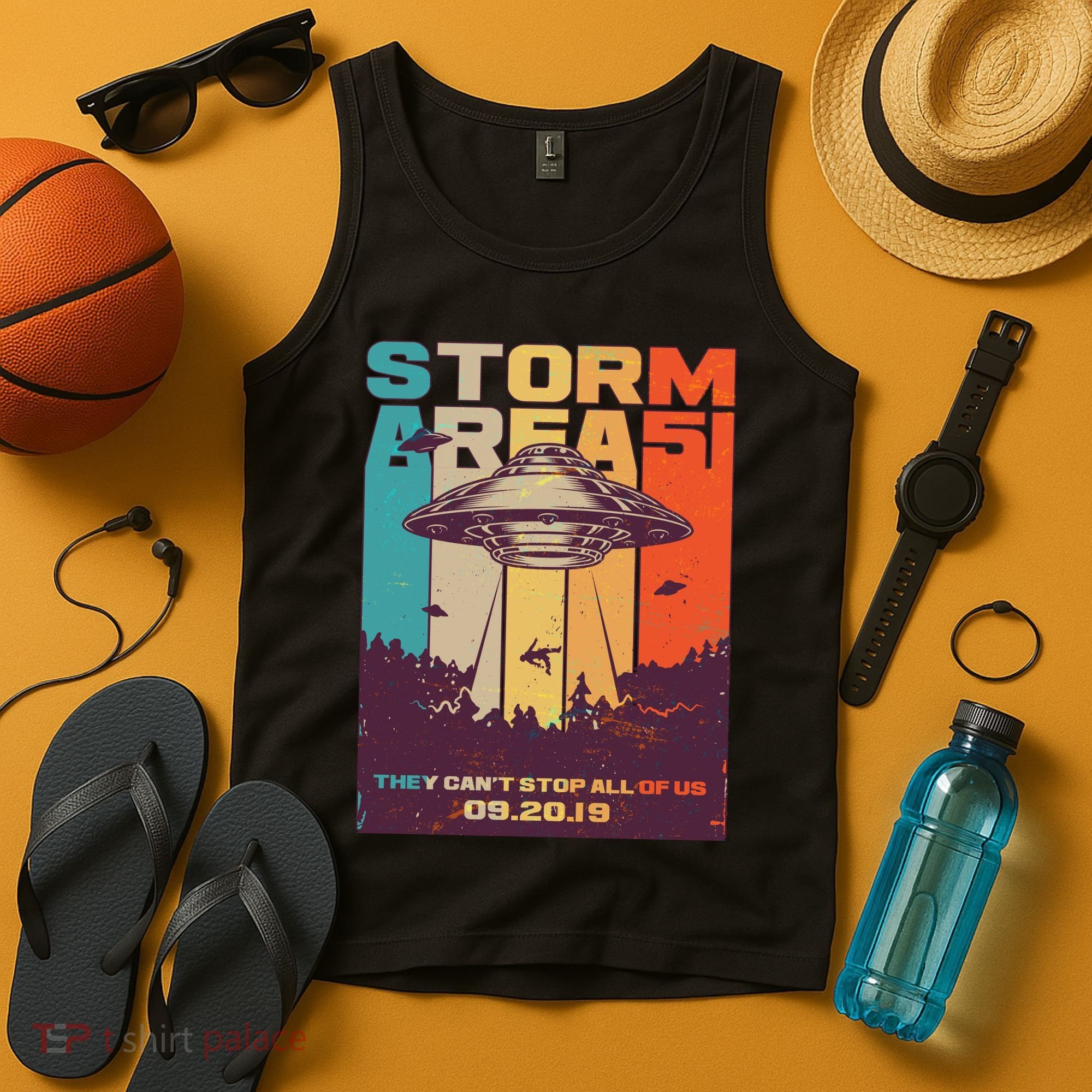 Retro Storm Area 51 UFO They Can't Stop Us All Tank Top