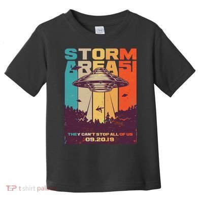 Retro Storm Area 51 UFO They Can't Stop Us All Toddler T-Shirt
