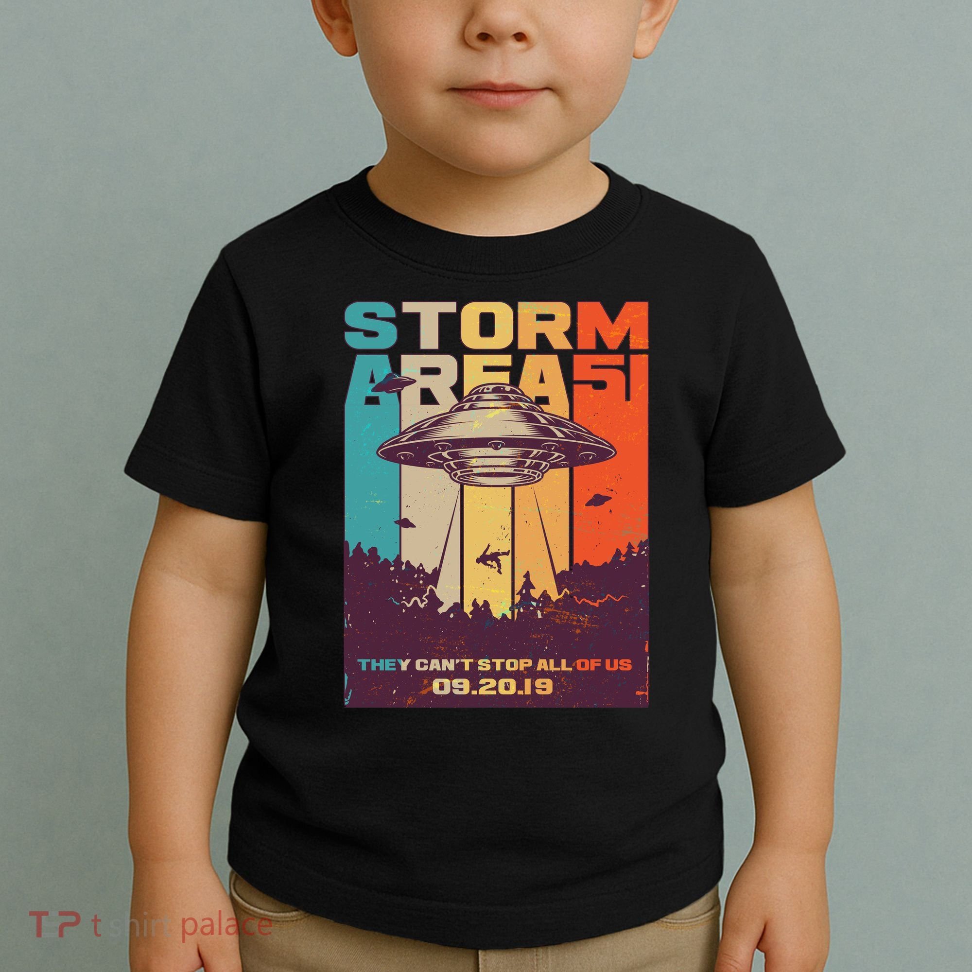 Retro Storm Area 51 UFO They Can't Stop Us All Toddler T-Shirt