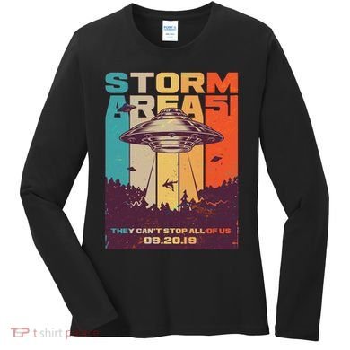Retro Storm Area 51 UFO They Can't Stop Us All Women's Long Sleeve Shirt