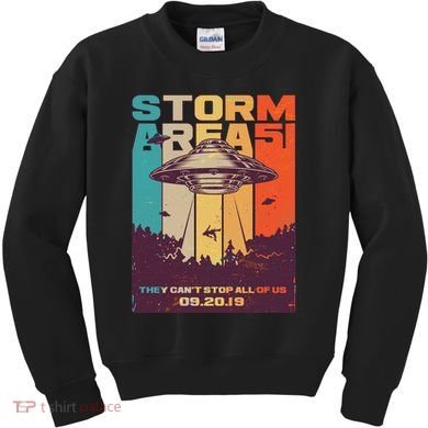 Retro Storm Area 51 UFO They Can't Stop Us All Kids Sweatshirt