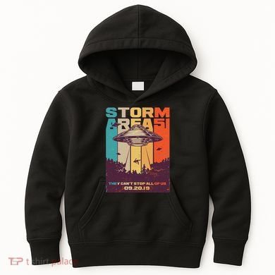Retro Storm Area 51 UFO They Can't Stop Us All Kids Hoodie
