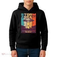 Retro Storm Area 51 UFO They Can't Stop Us All Kids Hoodie thumb 4