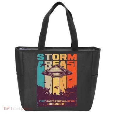 Retro Storm Area 51 UFO They Can't Stop Us All Tote Bag