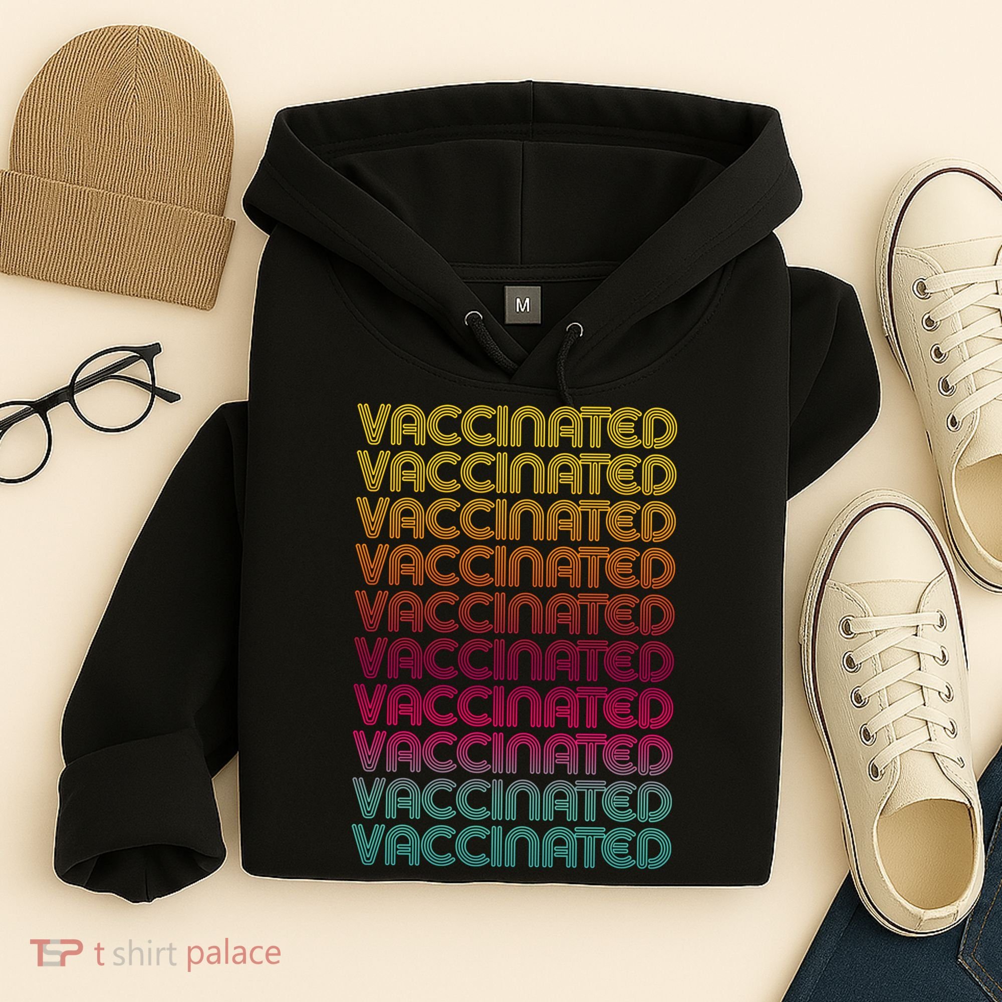 Retro Style Rainbow Vaccinated Hoodie